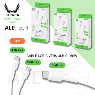 Câble USB-C VERS USB-C - 60w - IHOWER - allintech