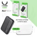 BATTERIE EXTERNE - 2 Ports USB-A - IHOWER H380 - blanc et noir