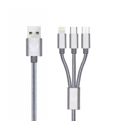 Cable e nylon USB-A vers Lightning / Micro usb / Type-c - (3 en 1) - IHOWER H310 - allintech.fr - gris