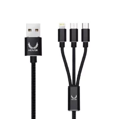 Cable e nylon USB-A vers Lightning / Micro usb / Type-c - (3 en 1) - IHOWER H310 - allintech.fr - noir