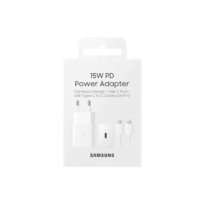 Chargeur secteur 15W + 1 cable USB-C vers USB-C - SAMSUNG EP-T1510G - blanc allintech.fr