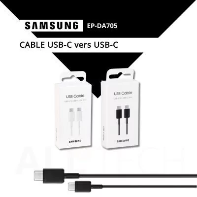 Câble original - USB-C vers USB-C - SAMSUNG EP-DA705 - noir et blanc - pro.allintech.fr
