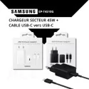 Chargeur secteur 45W + 1 cable USB-C vers USB-C - SAMSUNG EP-T4510G - allintech.fr - noir et blanc