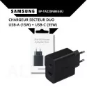 Chargeur secteur Duo USB-A et USB-C - 35W - SAMSUNG EP-TA220NBEGEU - NOIR original