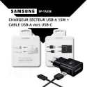 Chargeur secteur 15W + 1 cable USB-A vers USB-C - SAMSUNG EP-TA20EBE - allintech.fr - noir et blanc